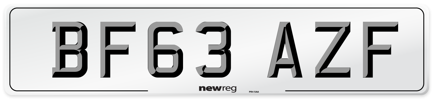 BF63 AZF Number Plate from New Reg